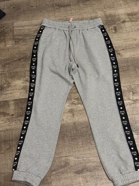 MCM Light Gray Sweatpants with Black Trim